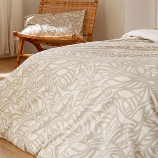 Parure De Lit 240x220 Cm 65x65 Cm Coton Serena Beige Écru 3 Pièces