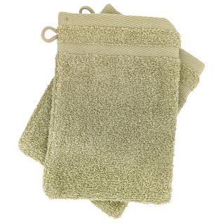 Lot De 2 Gants De Toilette 16x21 Cm Efficience Pure Vert Olive