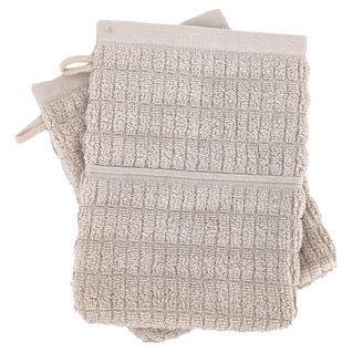 Lot De 2 Gants De Toilette En Fils Retors 16x21 Cm Pur Coton Collection Swell Beige