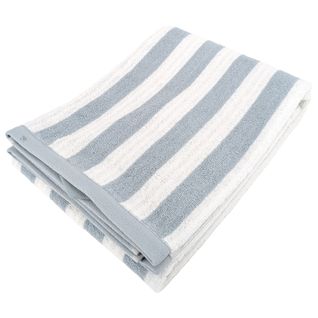 Drap De Bain 100x150 Cm Coton Collection Efficience Stripes Bleu Capri