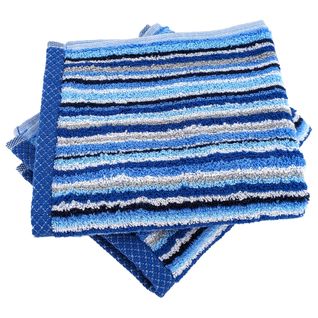 Lot De 2 Serviettes Invité Coton 500g/m2 De La Collection Pure Stripes Ii Bleu