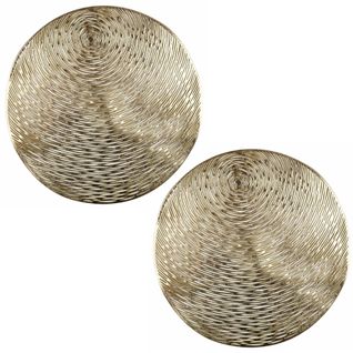 Lot De 2 Sets De Table Rond En Plastique 40x40 Cm Collection Phuket Doré