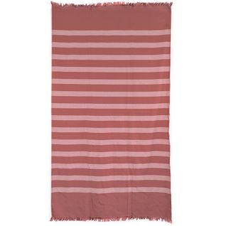 Drap De Plage à Franges 100x180 Cm Pur Coton Collection Catane Rayures Rouge