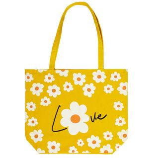 Tote Bag Collection Ibiza 40x50 Cm "love" Motif Marguerites Jaune