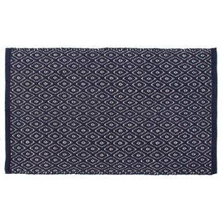 Tapis Intérieur Plat Ethnique Lavable En Machine Oban Bleu Marine 50x80