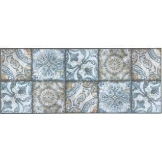 Tapis Bleu Carreaux De Ciment Design Pour Cuisine Falkirk Bleu 50x180