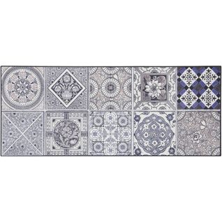 Tapis Carreaux De Ciment Pour Cuisine En Pvc Design Thurso Bleu 50x120