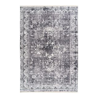 Tapis De Salon Vintage Lavable En Machine Ariana Gris 75x150