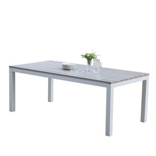 Table De Jardin En Aluminium Blanc Et Gris 8 Places