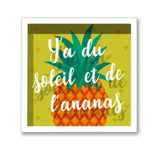 Cadre Imprimé Ananas Double - 30 X 30 Cm - Soleil Et Ananas