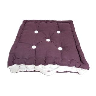 Coussin Tapissier En Coton Boudoir - 40 X 40 Cm - Violet Et Blanc