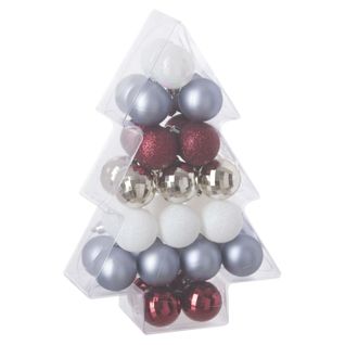 Kit Décoration Pour Sapin De Noël - 34 Pièces - Or, Blanc Et Argent