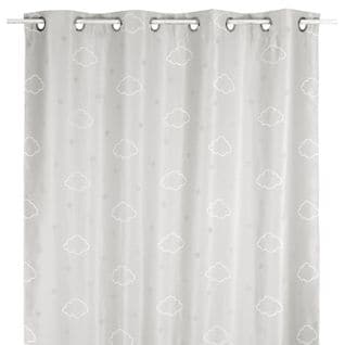 Rideau Occultant Phosphorescent Enfant Nuages - 140 X 250 Cm - Blanc