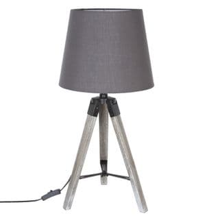 Lampe En Bois Trépied Runo - H. 58 Cm - Gris