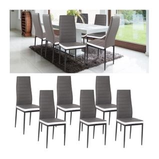 Lot De 6 Chaises Romane Grises Bandeau Blanc Pour Salle à Manger