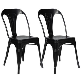 Lot De 2 Chaises Leny Métal Noir Mat Empilable Aspect Brut Factory