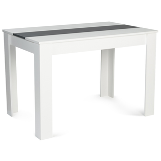 Table À Manger Rectangle Rozy 4 Personnes Blanche Et Grise 110 Cm