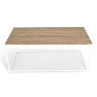 Table Basse Rectangulaire Detroit 113 Cm Design Industriel Bois Et Métal Blanc