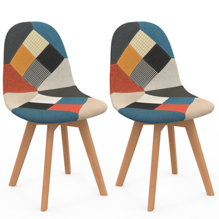 Lot De 2 Chaises Scandinaves Sara Motifs Patchworks Multi-couleurs