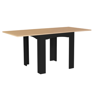 Table à Manger Extensible Rectangle Dona 6-8 Personnes Noire Plateau Façon Hêtre 80-160 Cm