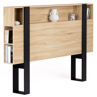 Tête De Lit Phoenix 160 Cm Avec Rangements Bois Et Noir