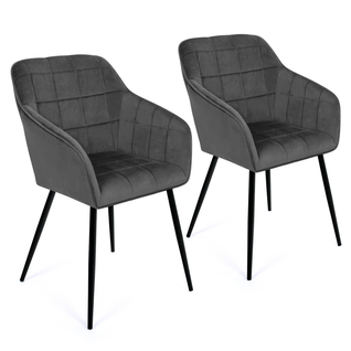 Lot De 2 Chaises De Salle à Manger, Fauteuils De Table Mady En Velours Gris Foncé