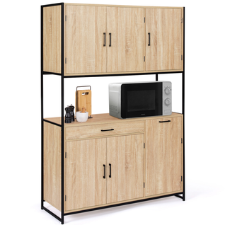 Buffet De Cuisine 120 Cm Detroit Meuble 6 Portes Design Industriel + Tiroir