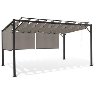 Pergola Édition Luxe Lames Orientables 3x4 M Et 4 Stores Taupe