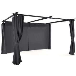 Pergola Édition Limitée Toit Rétractable 3x4 M Et 4 Rideaux Gris Anthracite