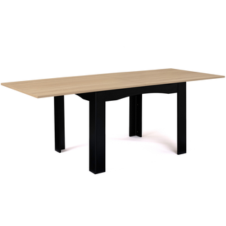 Table à Manger Extensible Rectangle Dona 6-10 Personnes Noir Plateau Façon Hêtre 110-220 Cm