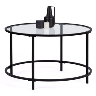 Table Basse Ronde Merano 70 Cm Plateau En Verre Et Pied Métal