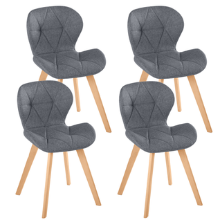 Lot De 4 Chaises Robine En Tissu Gris Foncé Pour Salle à Manger