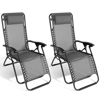 Lot De 2 Fauteuils De Jardin Inclinables Relax Gris Anthracite