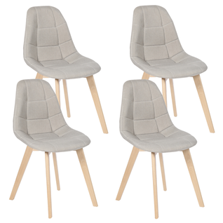 Lot De 4 Chaises Scandinaves Gaby Beige En Tissu Pour Salle à Manger