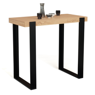 Table Haute De Bar Phoenix Bois Et Noir 113 Cm