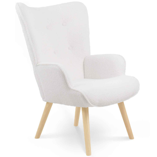 Fauteuil Scandinave Ivar En Tissu Bouclette Blanc