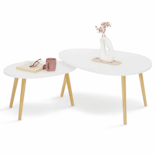 Lot De 2 Tables Basses Gigognes Gaia Laquées Blanc Scandinave