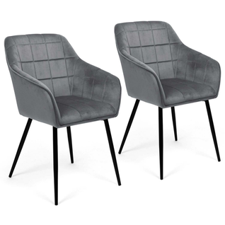 Lot De 2 Chaises De Salle à Manger, Fauteuils De Table Mady En Velours Gris Clair