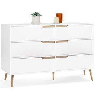 Commode 6 Tiroirs Helsinki 115 Cm Scandinave Blanc