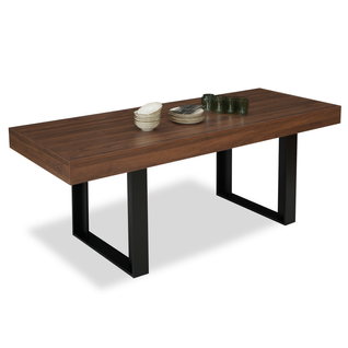 Table à Manger Extensible Oregon Avec Rangement 6-10 Personnes Façon Noyer Et Noir 160-200 Cm