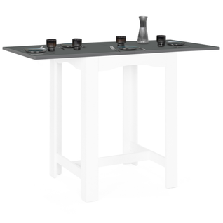 Table Haute De Bar Extensible Dona 2 à 4 Personnes Blanche Plateau Gris 65-130 Cm