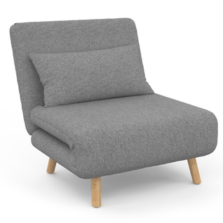 Fauteuil Convertible Romeo Lit D'appoint 1 Place 80x190 Cm Tissu Gris Clair