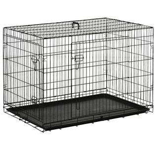 Cage Caisse De Transport Pliante Pour Chien 106 X 71 X 76 Cm Métal Noir