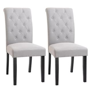 Lot De 2 Chaises Style Chesterfield Lin Gris Clair