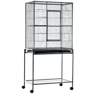 Cage à Oiseaux Portable Avec 4 Mangeoires Et 4 Perchoirs