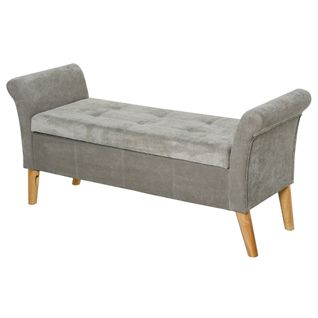 Banc Banquette Design Contemporain 2 En 1 Rangement 136,5 X 45 X 62 Cm Gris