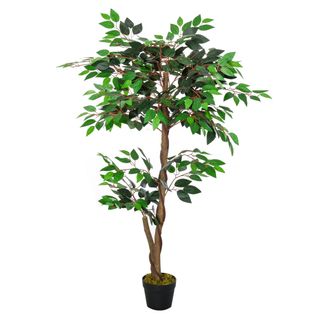 Plante Artificiel Ficus Hauteur 1,2 M Tronc Branches Liane Lichen Feuilles Réalistes Pot Inclus