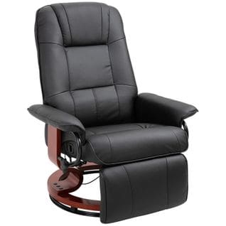 Fauteuil Relax Inclinable avec Repose-pieds Réglable Pu et Bois Massif - Noir