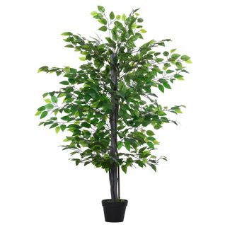 Plante Artificielle Banyan Hauteur 1,45 M Tronc Branches Liane Lichen Feuilles Réalistes Pot Inclus