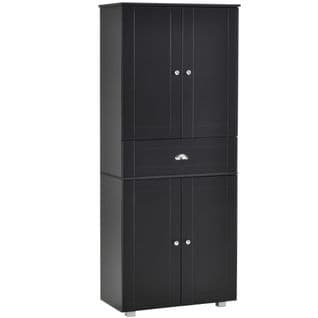 Armoire De Cuisine Multi-rangements 4 Portes + Grand Tiroir Noir